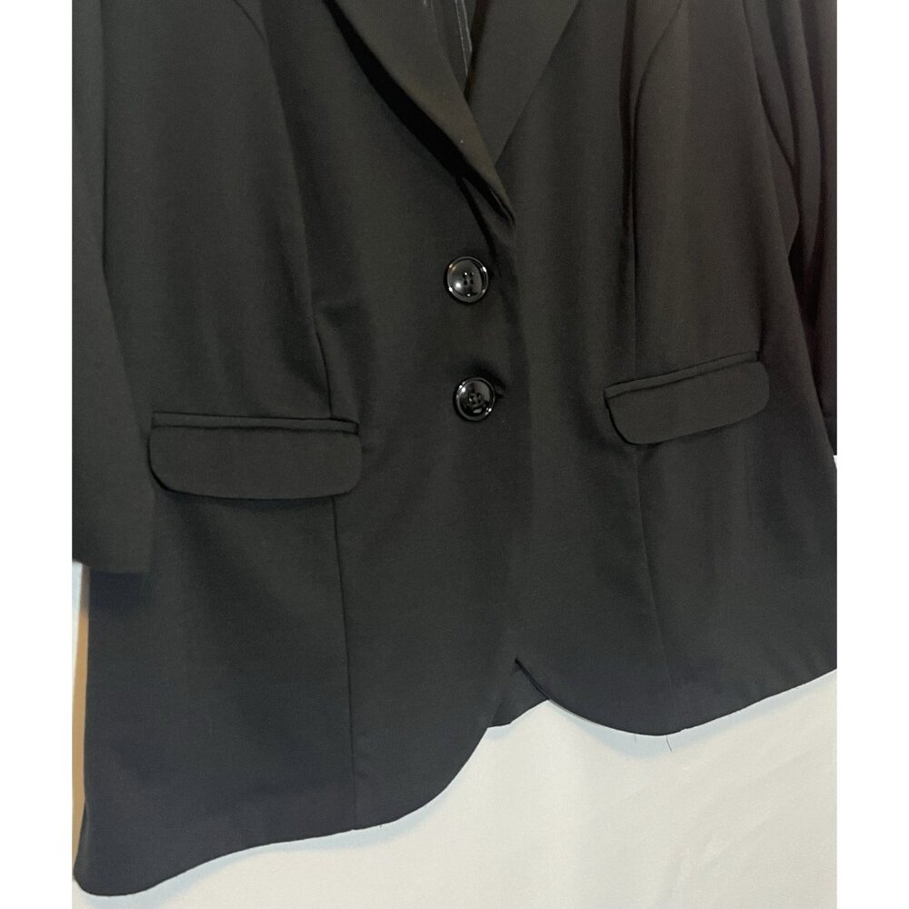Torrid 3 Women Blazer Plus Size 3X Black 3/4 Ruched Sleeve Vintage Buttons - Picture 5 of 10